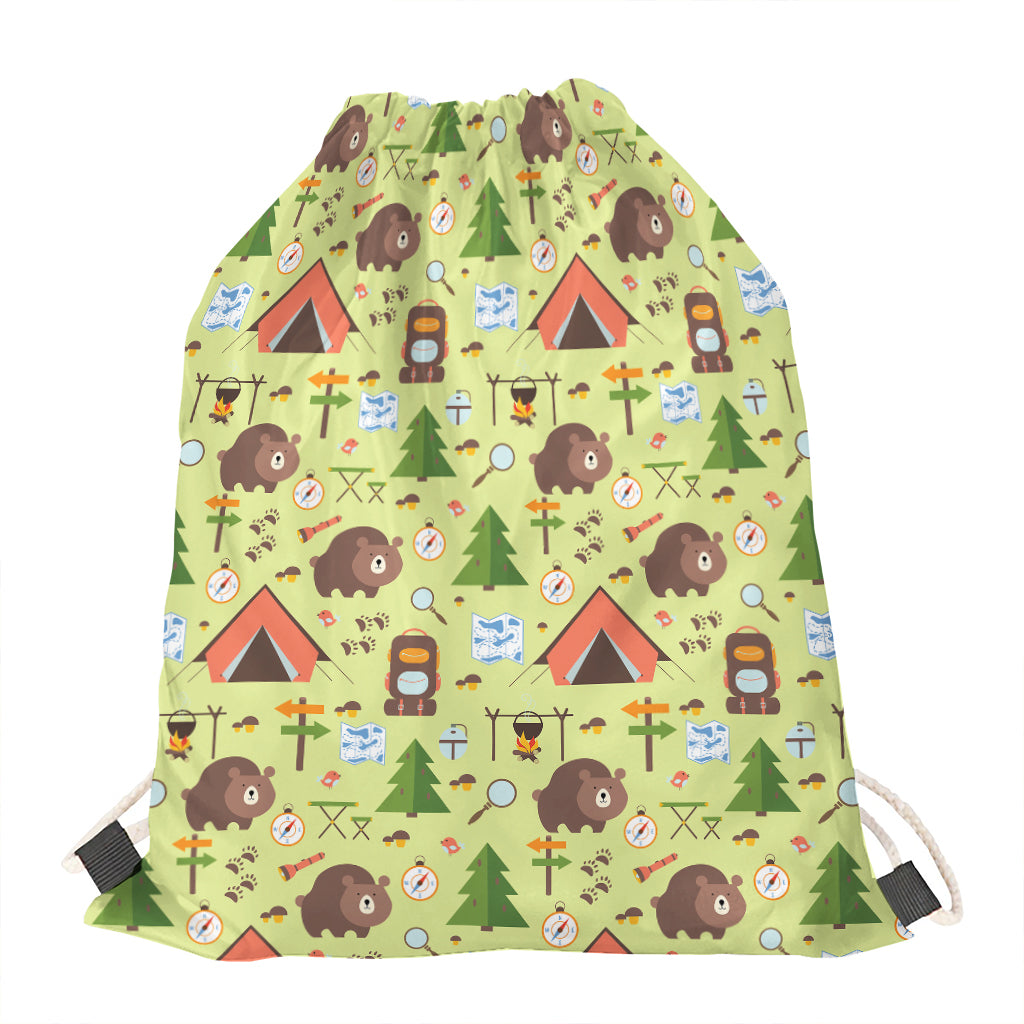 Cute Camping Pattern Print Drawstring Bag