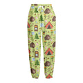 Cute Camping Pattern Print Fleece Lined Knit Pants