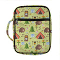 Cute Camping Pattern Print Front Pocket Bible Bag
