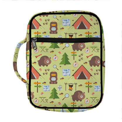 Cute Camping Pattern Print Front Pocket Bible Bag