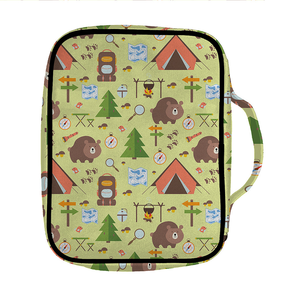 Cute Camping Pattern Print Front Pocket Bible Bag