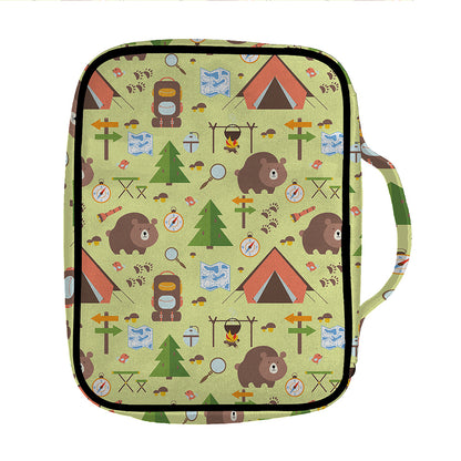 Cute Camping Pattern Print Front Pocket Bible Bag
