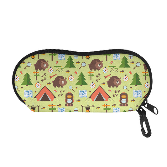 Cute Camping Pattern Print Glasses Case