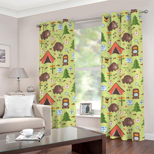 Cute Camping Pattern Print Grommet Curtains