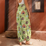 Cute Camping Pattern Print Harem Pants