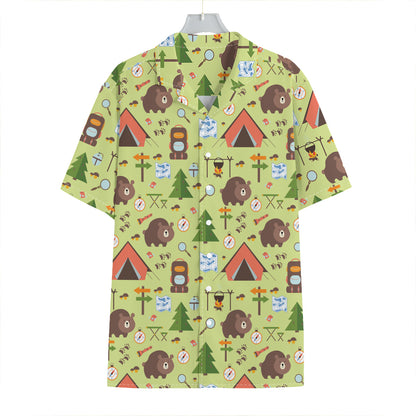 Cute Camping Pattern Print Hawaiian Shirt