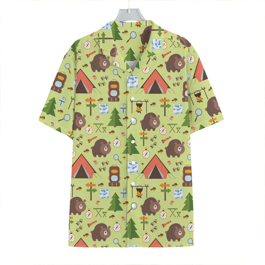 Cute Camping Pattern Print Hawaiian Shirt