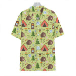 Cute Camping Pattern Print Hawaiian Shirt