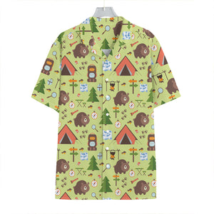 Cute Camping Pattern Print Hawaiian Shirt