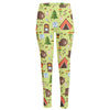 Cute Camping Pattern Print High-Waisted Pocket Leggings