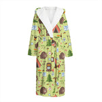 Cute Camping Pattern Print Hooded Bathrobe