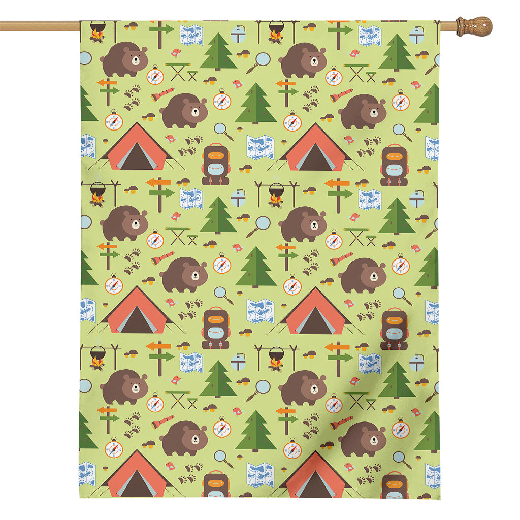 Cute Camping Pattern Print House Flag