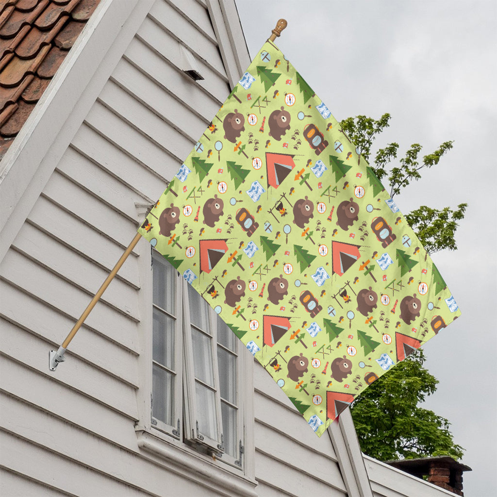 Cute Camping Pattern Print House Flag