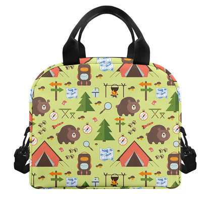 Cute Camping Pattern Print Insulated Lunch Bag