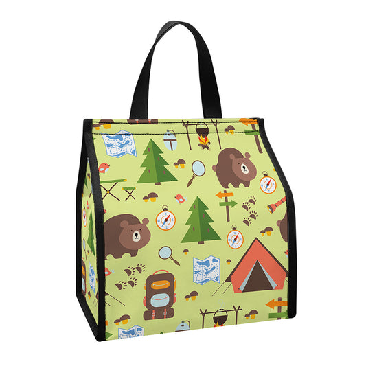 Cute Camping Pattern Print Insulated Lunch Tote