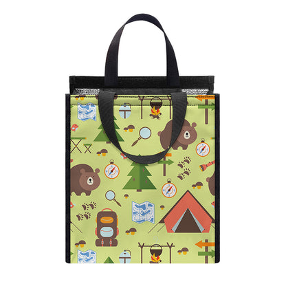 Cute Camping Pattern Print Insulated Lunch Tote