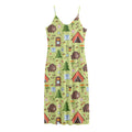 Cute Camping Pattern Print Jersey Midi Cami Dress