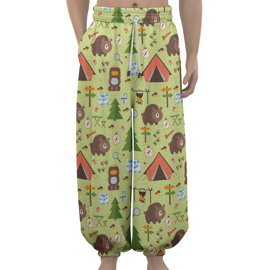 Cute Camping Pattern Print Lantern Pants