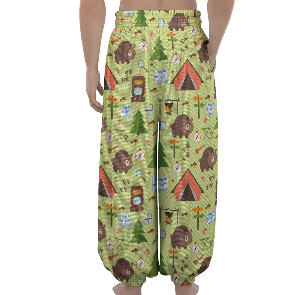 Cute Camping Pattern Print Lantern Pants