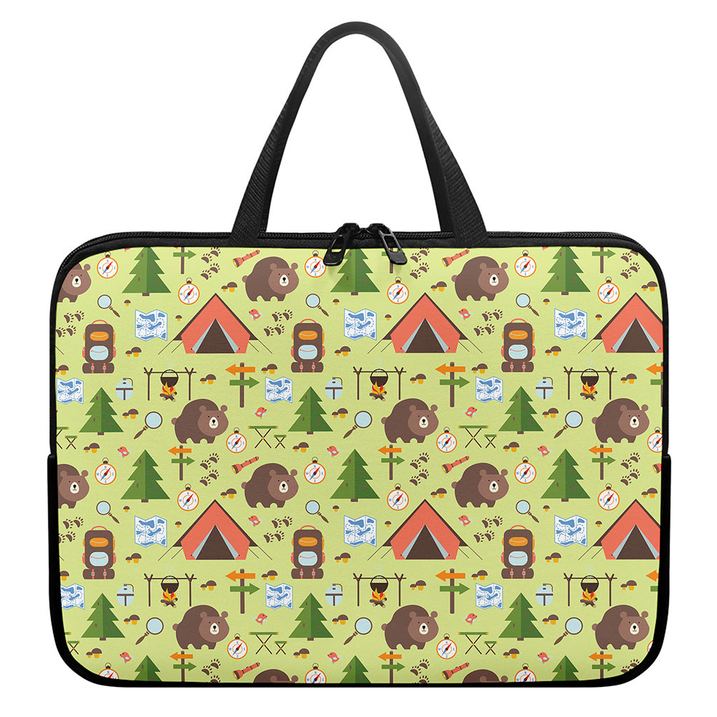 Cute Camping Pattern Print Laptop Sleeve With Handle