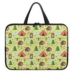 Cute Camping Pattern Print Laptop Sleeve With Handle