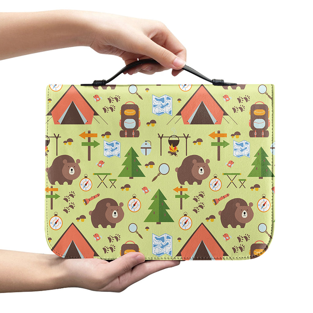 Cute Camping Pattern Print Leather Bible Cover