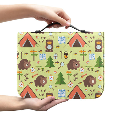 Cute Camping Pattern Print Leather Bible Cover