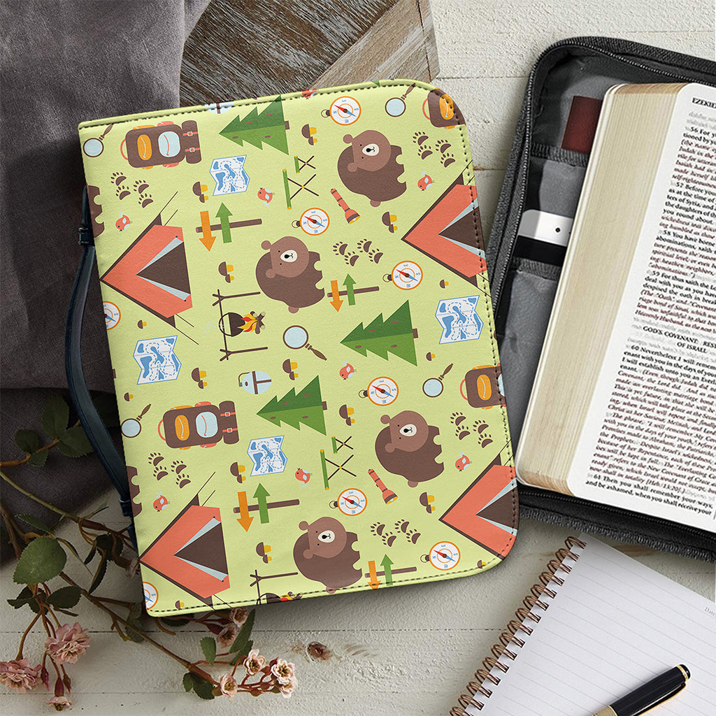 Cute Camping Pattern Print Leather Bible Cover