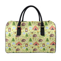 Cute Camping Pattern Print Leather Duffel Bag