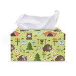 Cute Camping Pattern Print Leather Tissue Box Cover