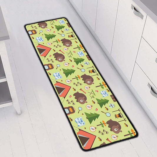 Cute Camping Pattern Print Long Kitchen Mat