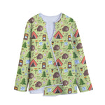 Cute Camping Pattern Print Long Sleeve Short Coat