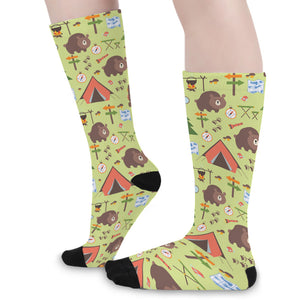 Cute Camping Pattern Print Long Socks