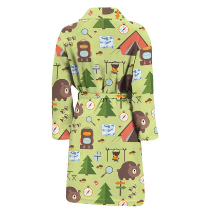 Cute Camping Pattern Print Men's Bathrobe