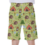 Cute Camping Pattern Print Men's Beach Shorts