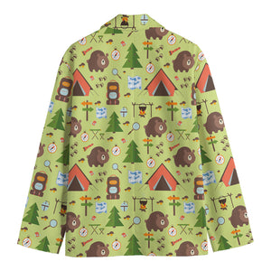 Cute Camping Pattern Print Men's Blazer