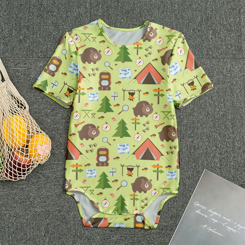 Cute Camping Pattern Print Men's Bodysuit