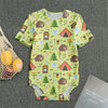 Cute Camping Pattern Print Men's Bodysuit