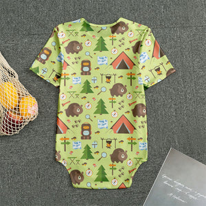 Cute Camping Pattern Print Men's Bodysuit