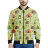 Cute Camping Pattern Print Men's Bomber Jacket