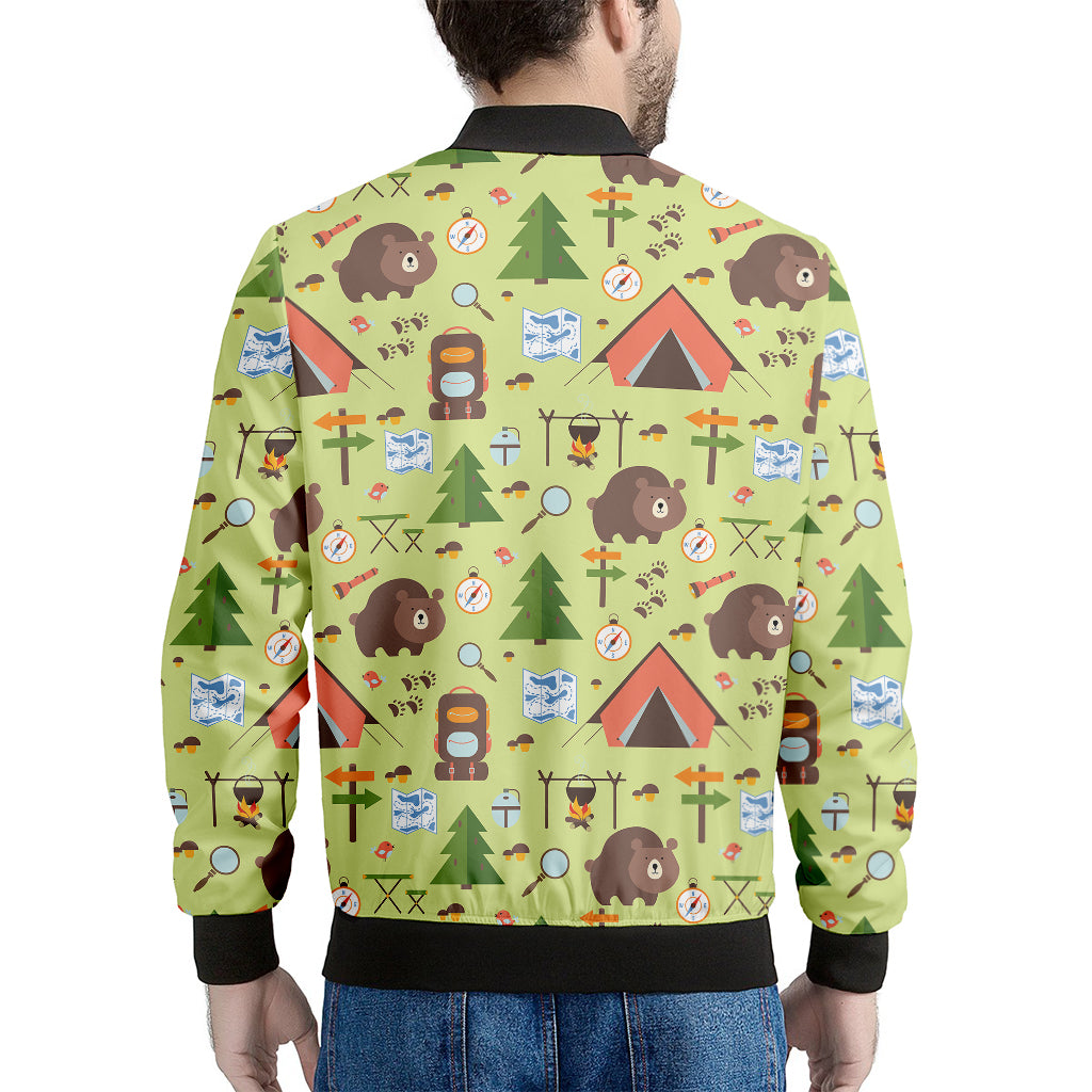 Cute Camping Pattern Print Men's Bomber Jacket