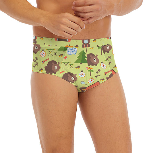 Cute Camping Pattern Print Men's Briefs