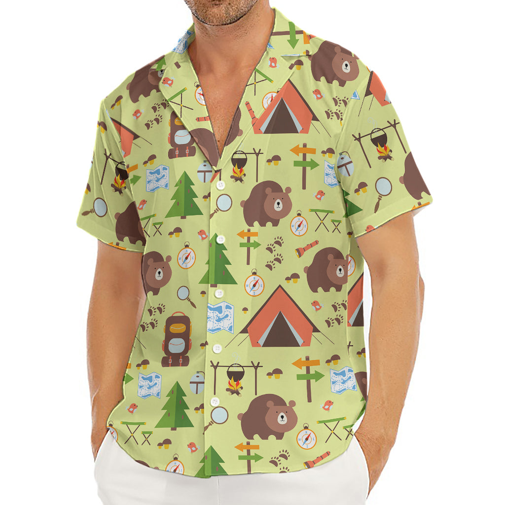 Cute Camping Pattern Print Men's Deep V-Neck Shirt