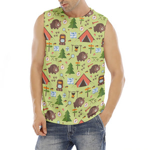 Cute Camping Pattern Print Men's Fitness Tank Top