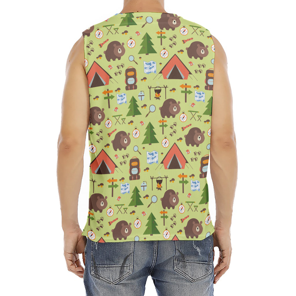 Cute Camping Pattern Print Men's Fitness Tank Top