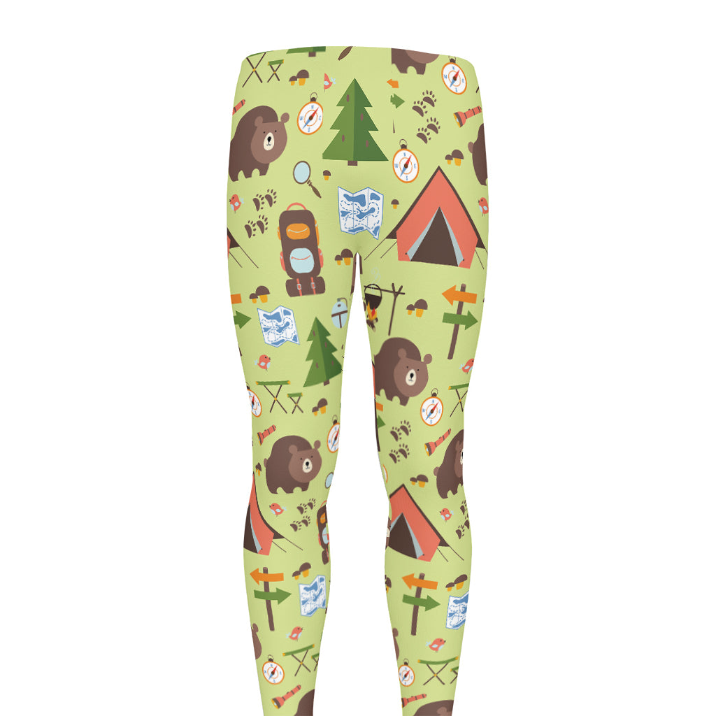 Cute Camping Pattern Print Men's leggings