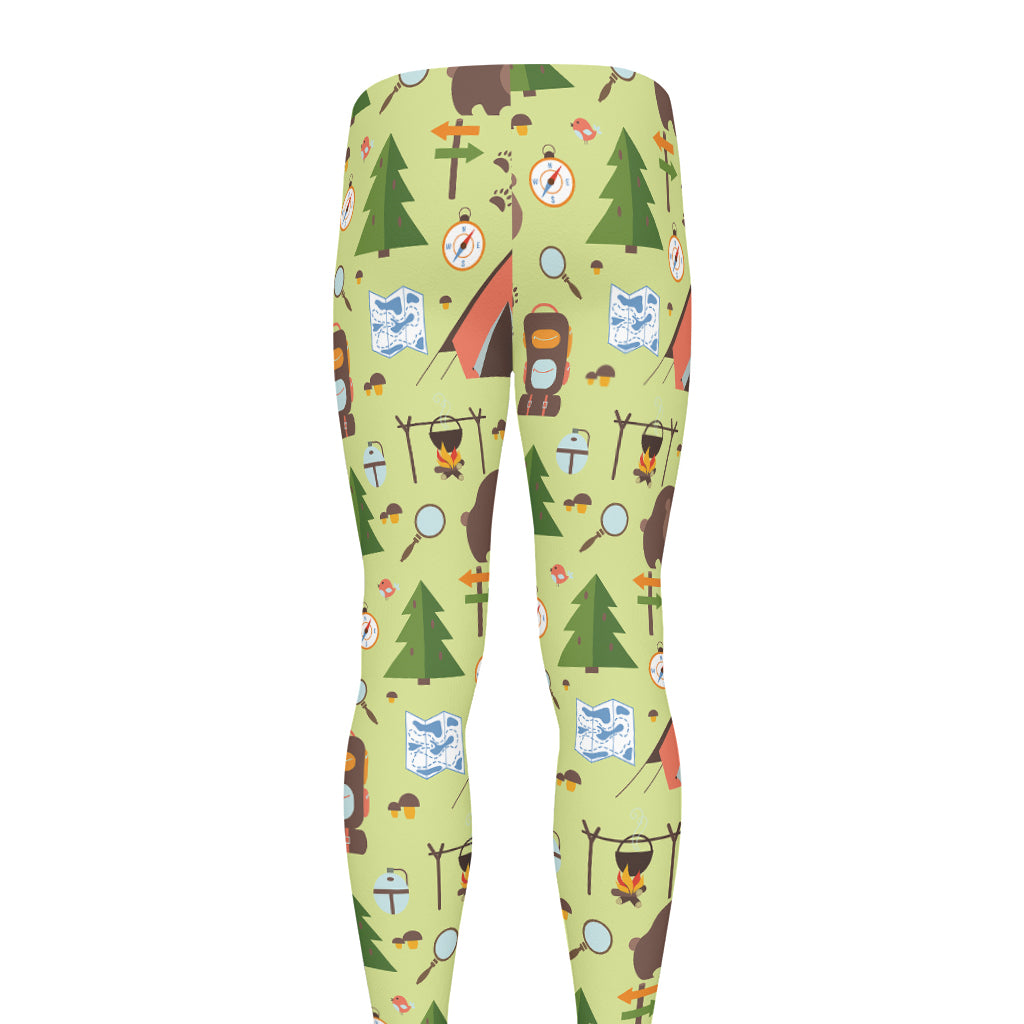 Cute Camping Pattern Print Men's leggings