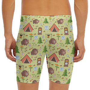 Cute Camping Pattern Print Men's Long Boxer Briefs