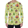 Cute Camping Pattern Print Men's Long Sleeve T-Shirt