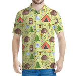 Cute Camping Pattern Print Men's Polo Shirt